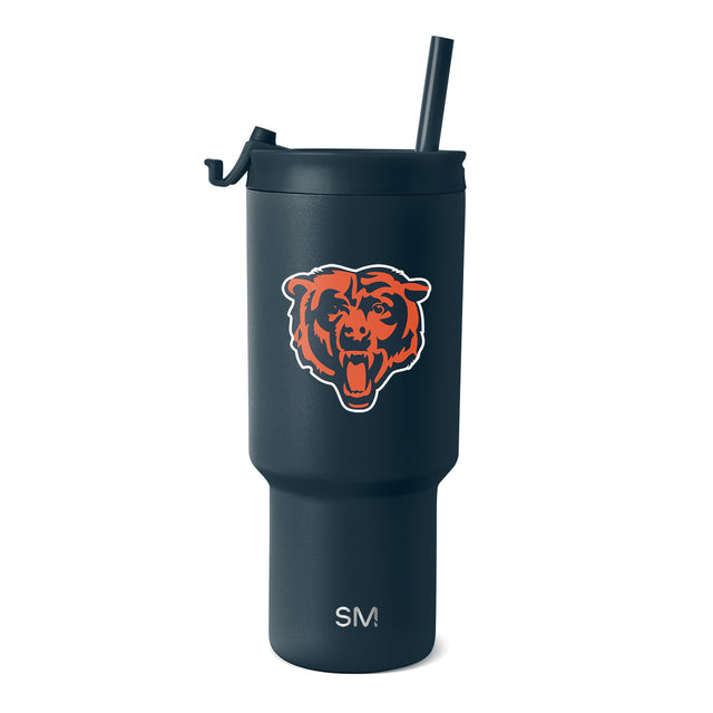 Dark navy tumbler with orange and white Chicago Bears logo and bear mascot design Dark navy tumbler with orange and white Chicago Bears logo and bear mascot design