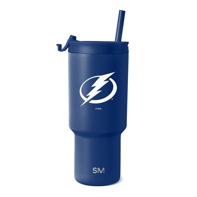 Deep navy blue matte finish tumbler with white logo and branding Deep navy blue matte finish tumbler with white logo and branding