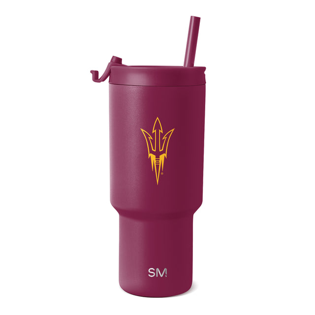 Burgundy wine-red tumbler with matte texture and gold accent logo graphics Burgundy wine-red tumbler with matte texture and gold accent logo graphics