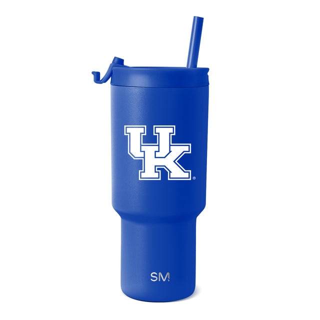 Cobalt blue insulated tumbler with cylindrical body and tapered base on white background Cobalt blue insulated tumbler with cylindrical body and tapered base on white background