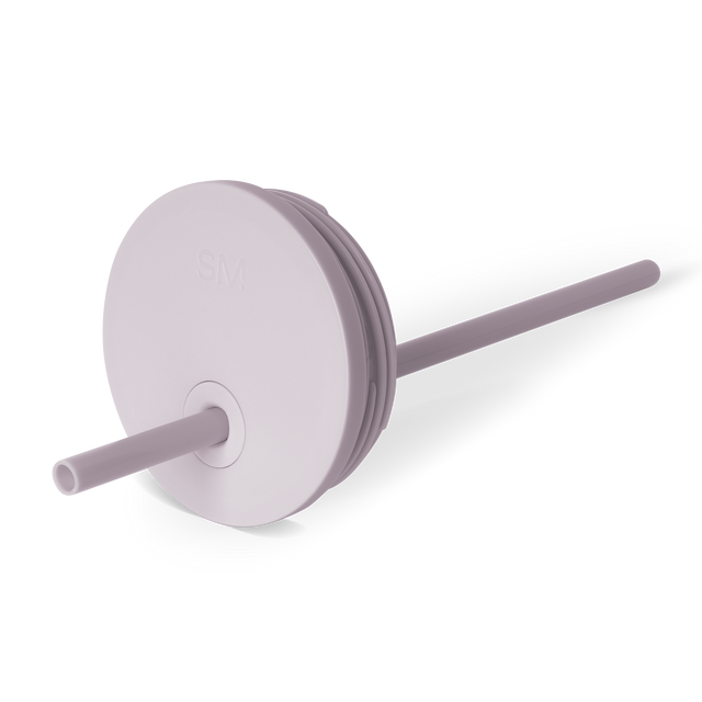 Pale mauve lavender-gray lid or cap component on neutral light gray-white background Pale mauve lavender-gray lid or cap component on neutral light gray-white background