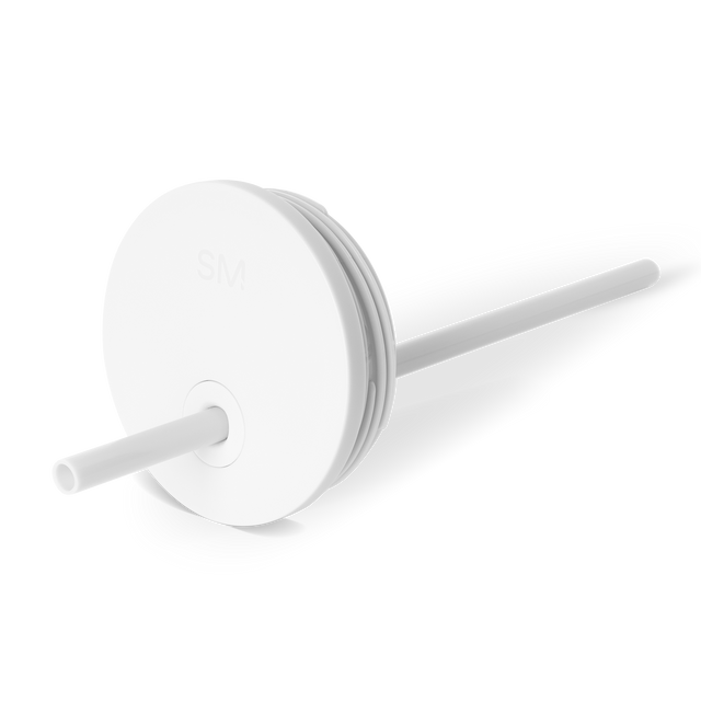 White storage lid with straight handles on light gray background White storage lid with straight handles on light gray background