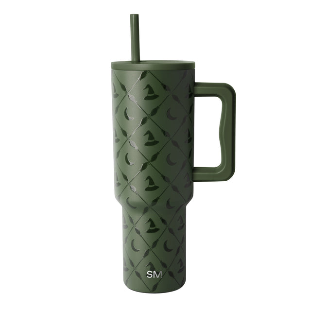 Sage green tumbler with quilted diamond pattern and darker forest green accents Sage green tumbler with quilted diamond pattern and darker forest green accents