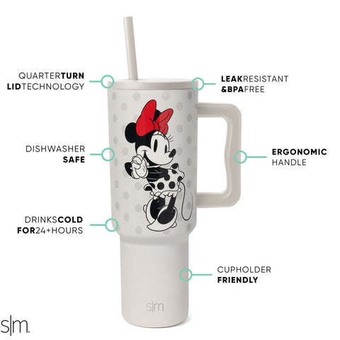 Simple Modern 40 oz Trek Tumbler Handle and Straw Lid Disney Mickey Mouse  NEW