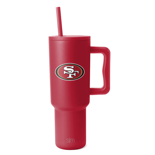 Deep crimson red insulated tumbler with white and silver logo accents and light gray text detail Deep crimson red insulated tumbler with white and silver logo accents and light gray text detail