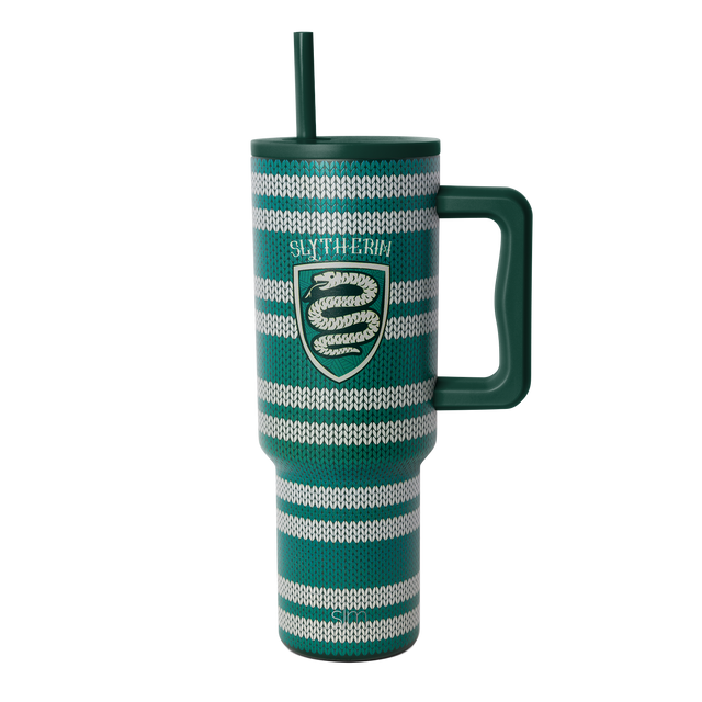 Forest green and cream striped tumbler with horizontal stripes alternating between rich forest green and off-white colors in a balanced pattern. Forest green and cream striped tumbler with horizontal stripes alternating between rich forest green and off-white colors in a balanced pattern.