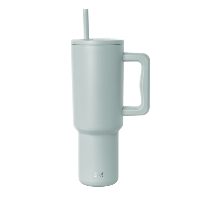 Sage green satin finish tumbler on white background Sage green satin finish tumbler on white background