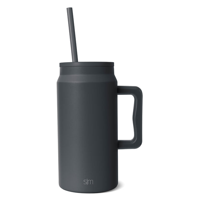 Charcoal gray matte finish insulated tumbler with lid and handle Charcoal gray matte finish insulated tumbler with lid and handle
