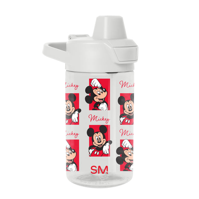 White water bottle with bold red and black printed design wrap featuring contrasting graphics on the exterior. White water bottle with bold red and black printed design wrap featuring contrasting graphics on the exterior.