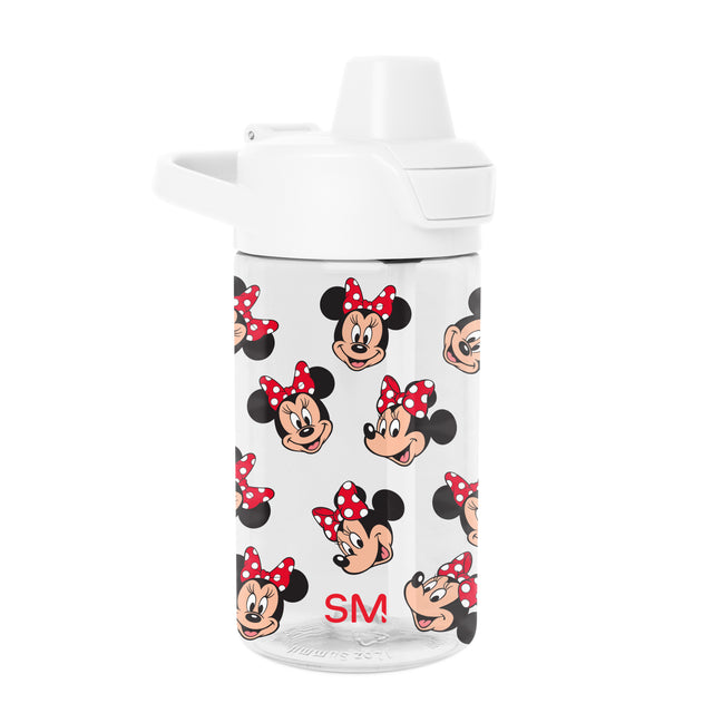 White Simple Modern plastic water bottle with screw-on lid and carrying handle against white background White Simple Modern plastic water bottle with screw-on lid and carrying handle against white background