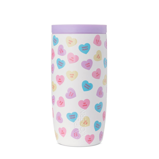 Lilac purple insulated tumbler with white lid on white background, product photography style Lilac purple insulated tumbler with white lid on white background, product photography style