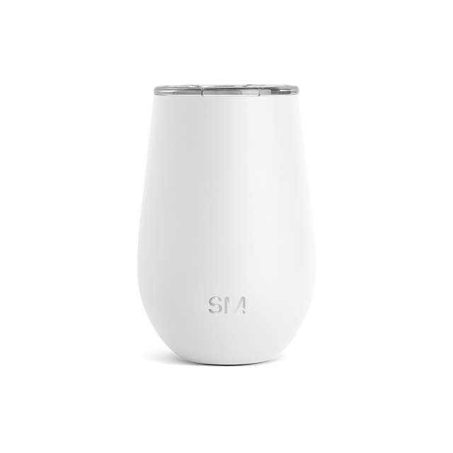 White thermal container with brushed stainless steel lid and rim White thermal container with brushed stainless steel lid and rim