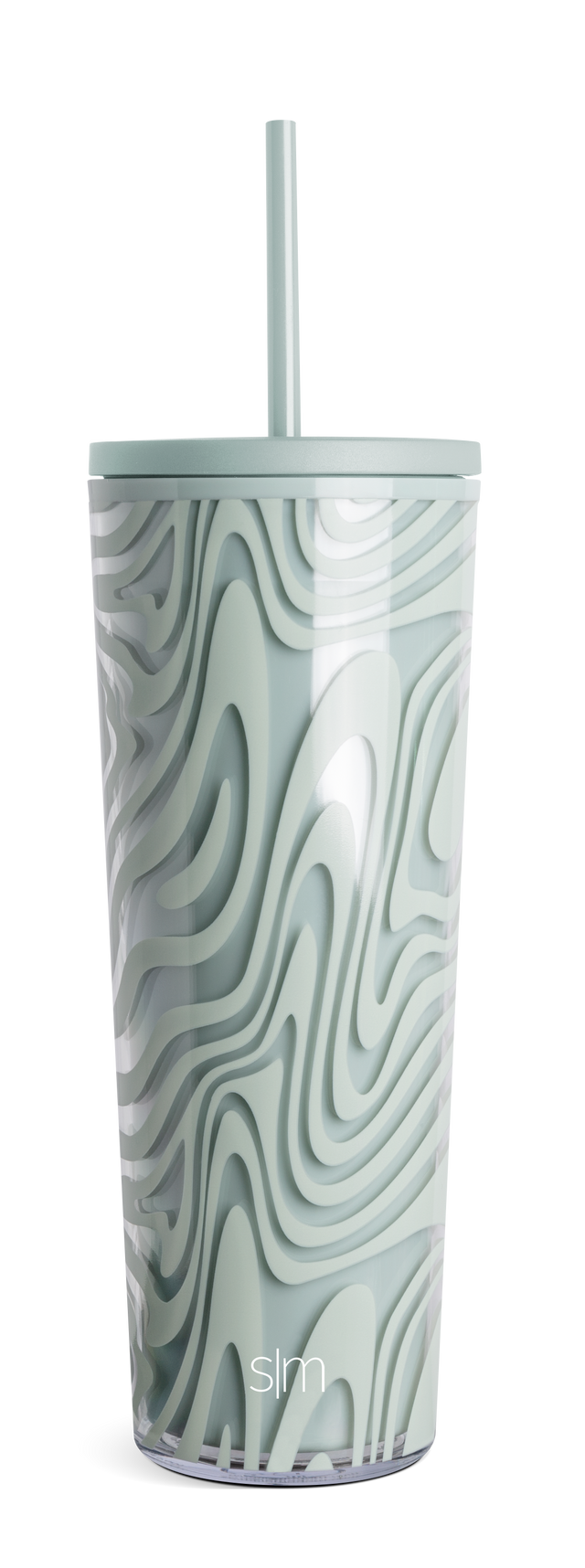 Sage green, white, and gray tumbler with abstract flowing swirl pattern design Sage green, white, and gray tumbler with abstract flowing swirl pattern design