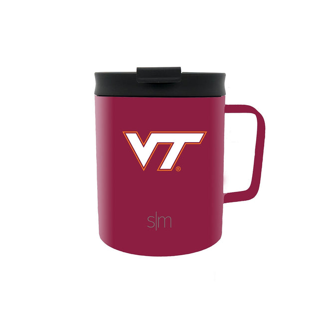 Deep maroon mug with black lid and matching handle on white background Deep maroon mug with black lid and matching handle on white background