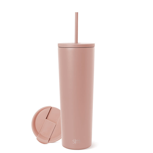 Blush pink Classic Tumbler with matching lid and straw, featuring SM logo branding, displayed on neutral background Blush pink Classic Tumbler with matching lid and straw, featuring SM logo branding, displayed on neutral background