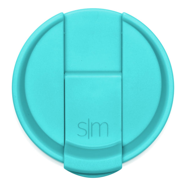 Bright turquoise aqua blue flip-top lid product displayed against white background Bright turquoise aqua blue flip-top lid product displayed against white background