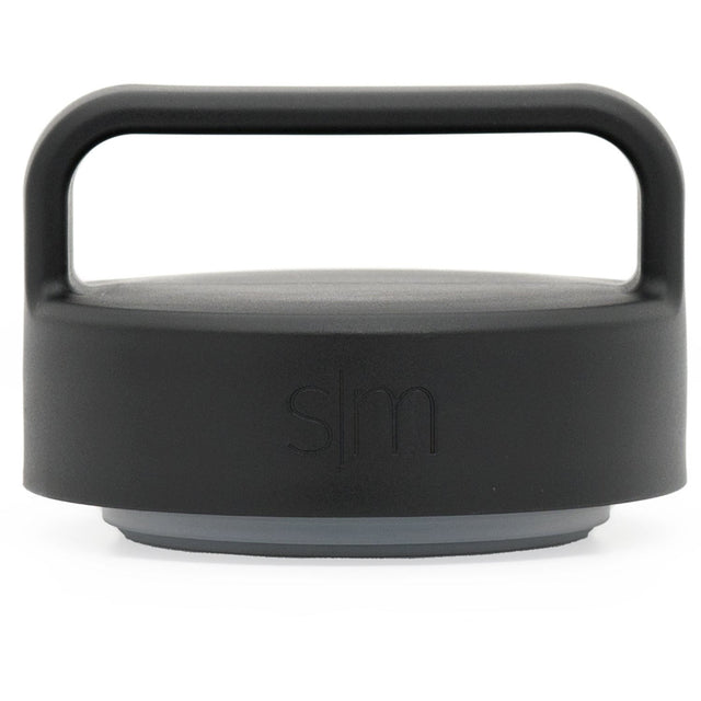 Charcoal gray Simple Modern food jar handle lid with arched carrying handle and rubber base ring, shown against white background. Charcoal gray Simple Modern food jar handle lid with arched carrying handle and rubber base ring, shown against white background.