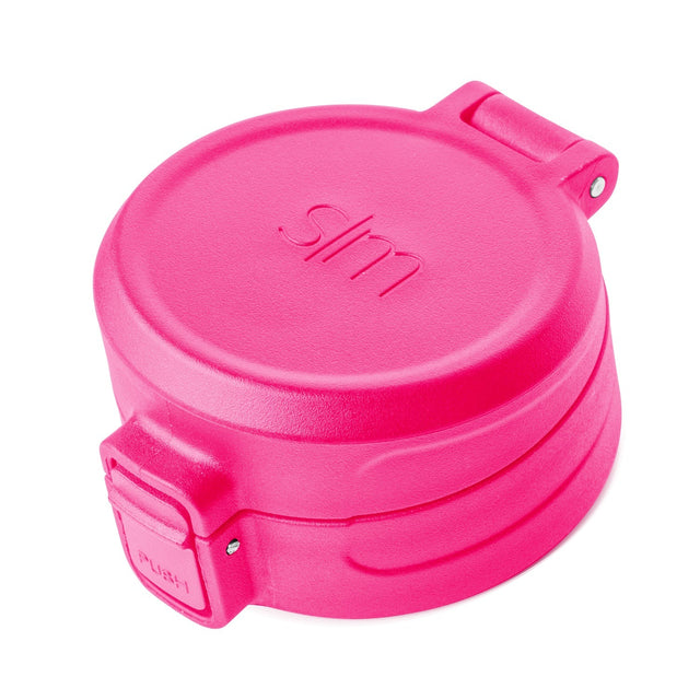 Vibrant hot pink flip-top plastic lid on white background Vibrant hot pink flip-top plastic lid on white background