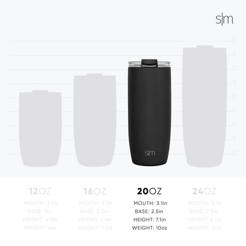 POPTOP Simple Modern 24oz. Voyager Travel Mug Tumbler with Clear Flip Lid &  Straw - Coffee Cup Vacuum Insulated Flask 18/8 Stain