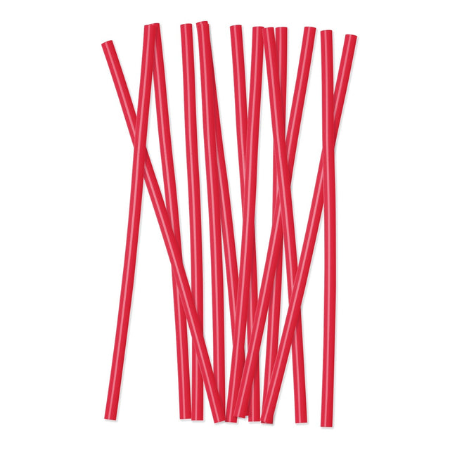 Bright coral red reusable straws displayed against a clean white background Bright coral red reusable straws displayed against a clean white background
