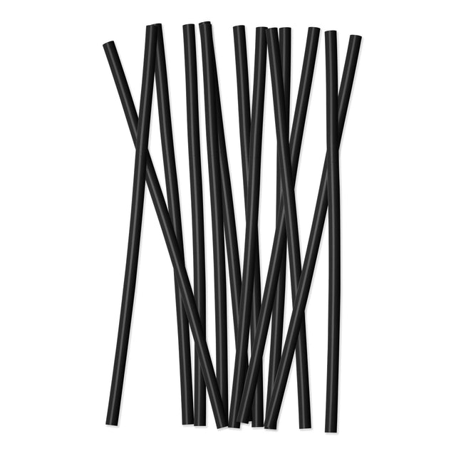 Bundle of black reusable straws arranged in a fanned and crossed pattern on white background Bundle of black reusable straws arranged in a fanned and crossed pattern on white background