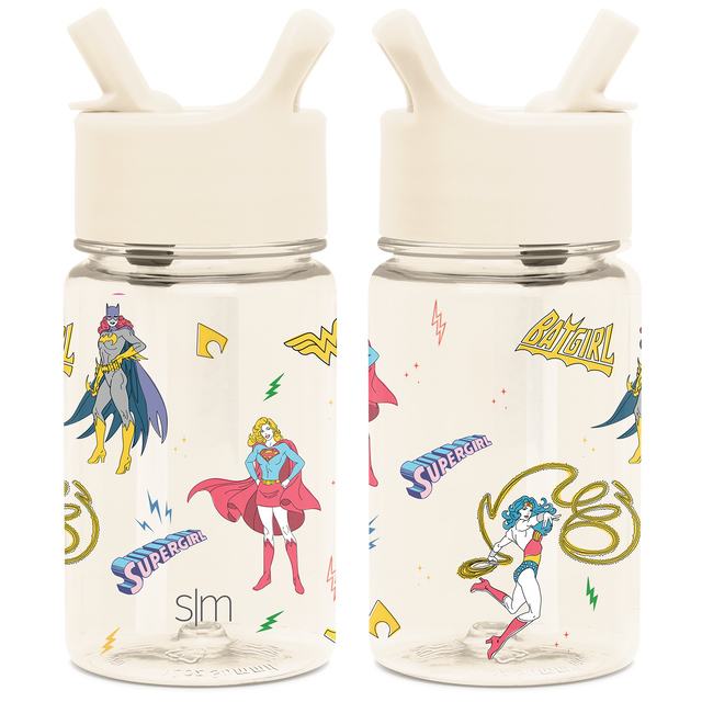 Cream-colored spray bottle with vibrant comic-style illustrations in yellow, hot pink, red, and blue Cream-colored spray bottle with vibrant comic-style illustrations in yellow, hot pink, red, and blue