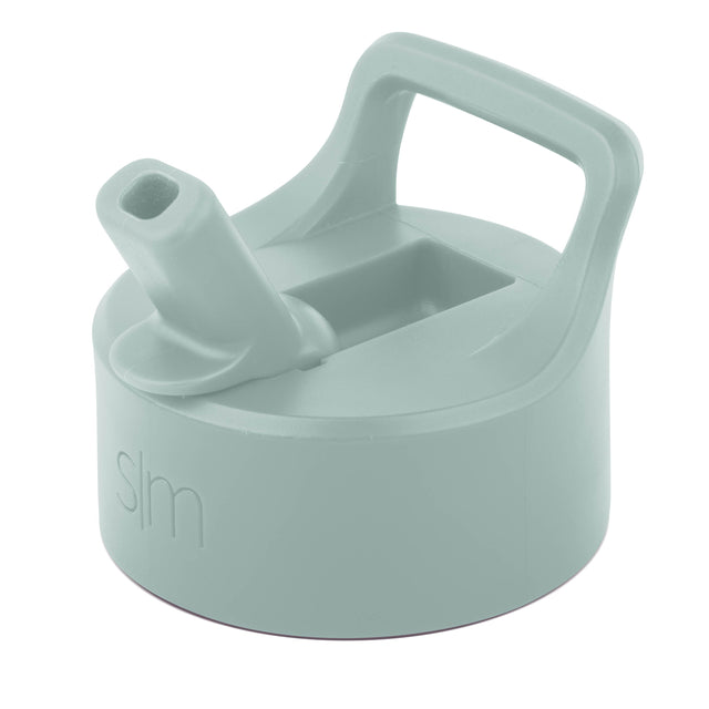 Seafoam green cylindrical lid with rounded tapered design and arched carry handle on white background Seafoam green cylindrical lid with rounded tapered design and arched carry handle on white background