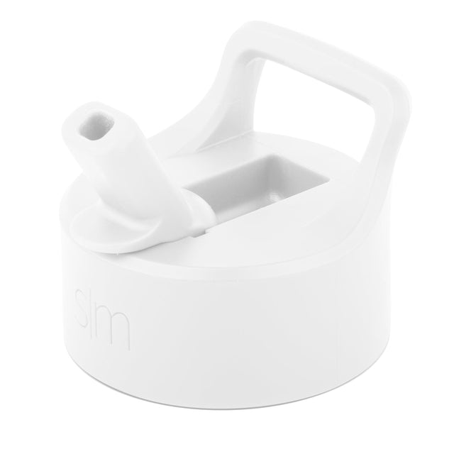 White straw-style lid with integrated straw design shown against a white background with subtle gray shadows. White straw-style lid with integrated straw design shown against a white background with subtle gray shadows.