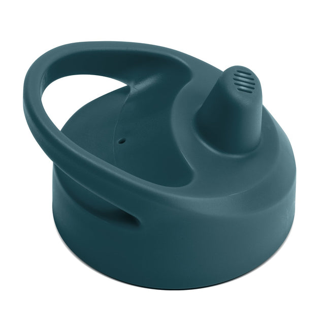 Teal silicone sip lid with simple modern design on white background Teal silicone sip lid with simple modern design on white background