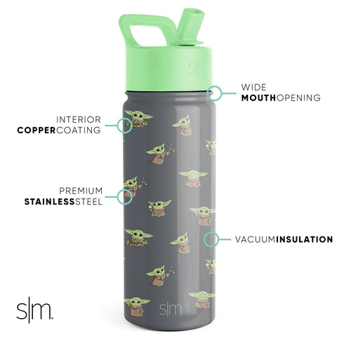 Star Wars 14oz Stainless Steel Summit Kids Water Bottle with Straw - Simple  Modern