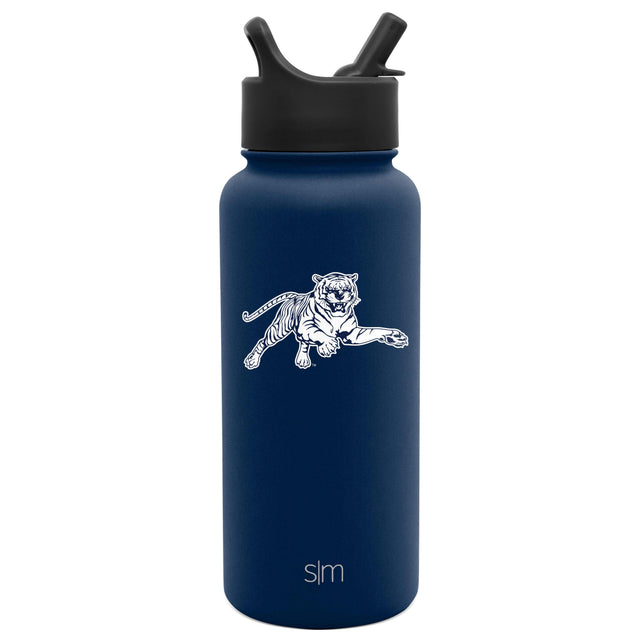 Navy blue matte water bottle with solid lid and spout assembly, featuring a sophisticated understated design. Navy blue matte water bottle with solid lid and spout assembly, featuring a sophisticated understated design.