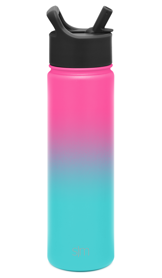 Simple Modern Summit water bottle with gradient ombre color transitioning from hot pink magenta at the top through purple and lavender tones Simple Modern Summit water bottle with gradient ombre color transitioning from hot pink magenta at the top through purple and lavender tones