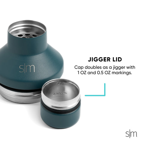 Simple Modern Cocktail Shaker Set with Jigger Lid | Stainless Steel Boston Shaker Insulated Martini Mixer for Mocktails | 20oz | Ocean Quartz