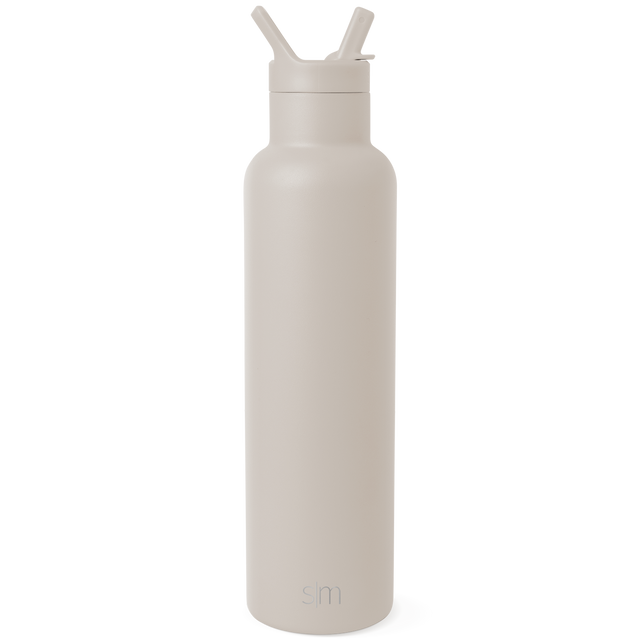 Beige off-white water bottle with matching lid displayed against a white background