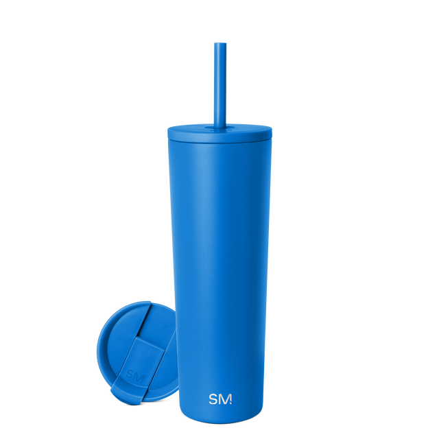 Vibrant medium-blue colored sports or casual shoe with white background, showing full product view of the shoe's side profile and design details.