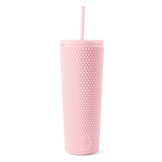 Soft pink pastel tumbler displayed against a white background