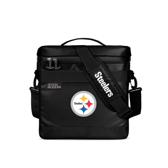 Black insulated lunch box with white 