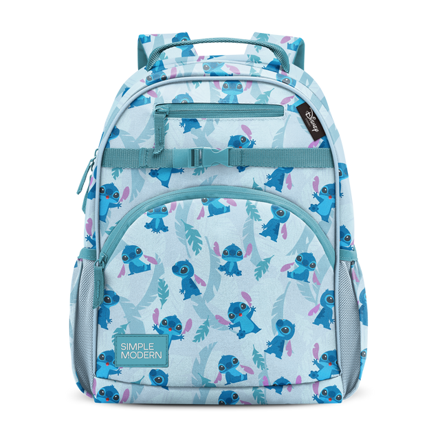 Light blue backpack with teal, turquoise, soft pink, and cream color accents