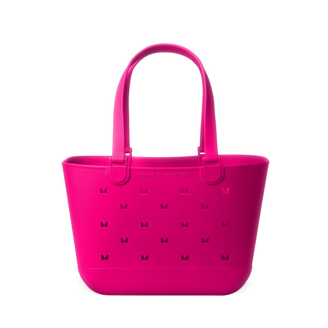 Hot pink magenta tote bag displayed against a white background