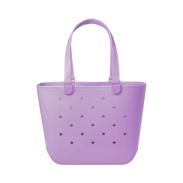 Soft lavender tote bag on white background
