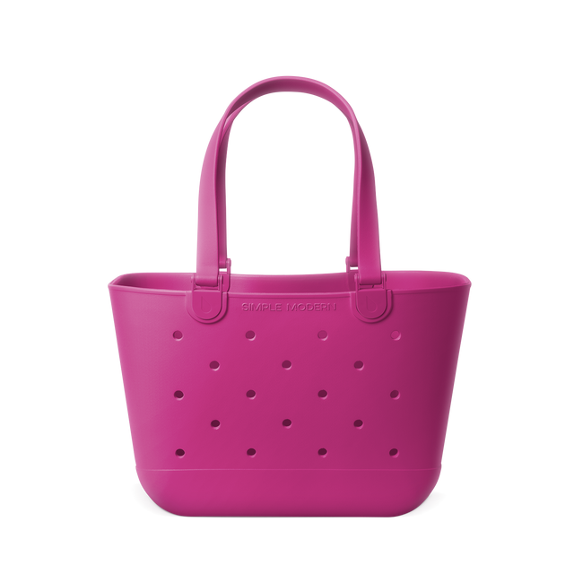 Hot pink magenta tote bag with white background