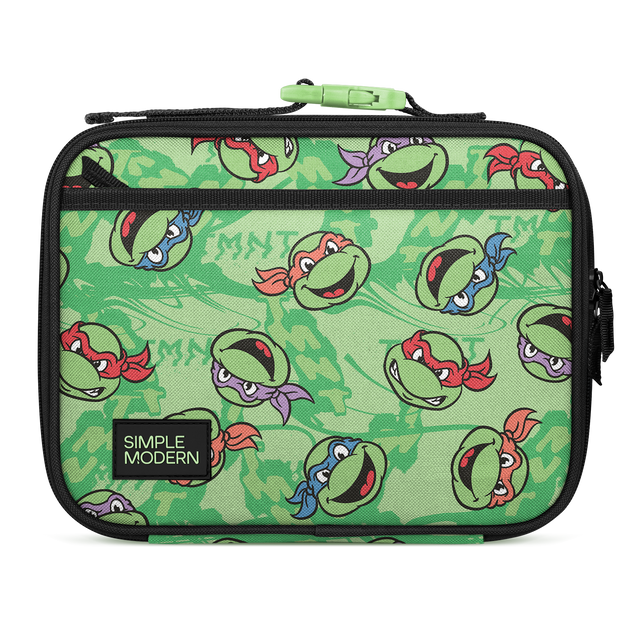 Bright green phone case with black trim and red, blue, and purple accents on the design