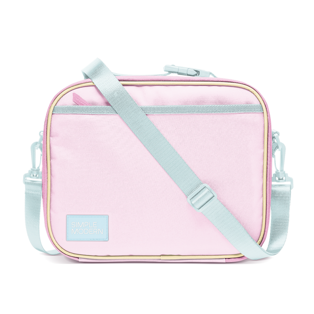 Soft pastel pink shoulder bag with pale sage green or light blue-gray shoulder strap