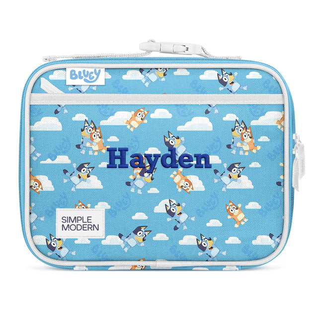 Sky blue insulated lunch box with 