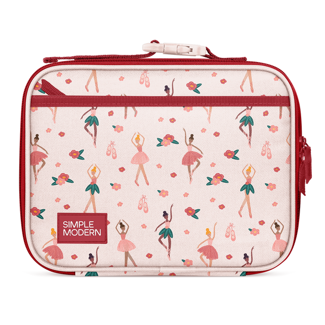 HAD2C-4-PKB-M burgundy red framed container with cream background and coral pink and teal green accents