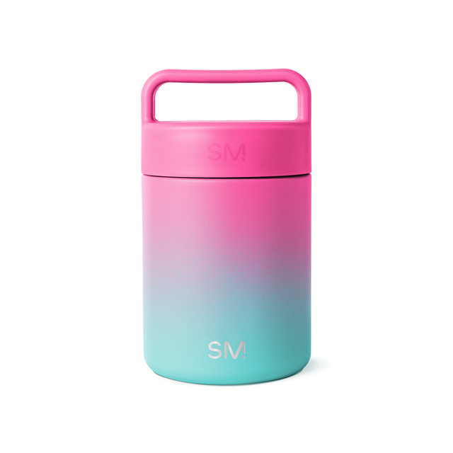 Simple Modern insulated food jar with hot pink to gradient colorway, cylindrical design, white background, product shot