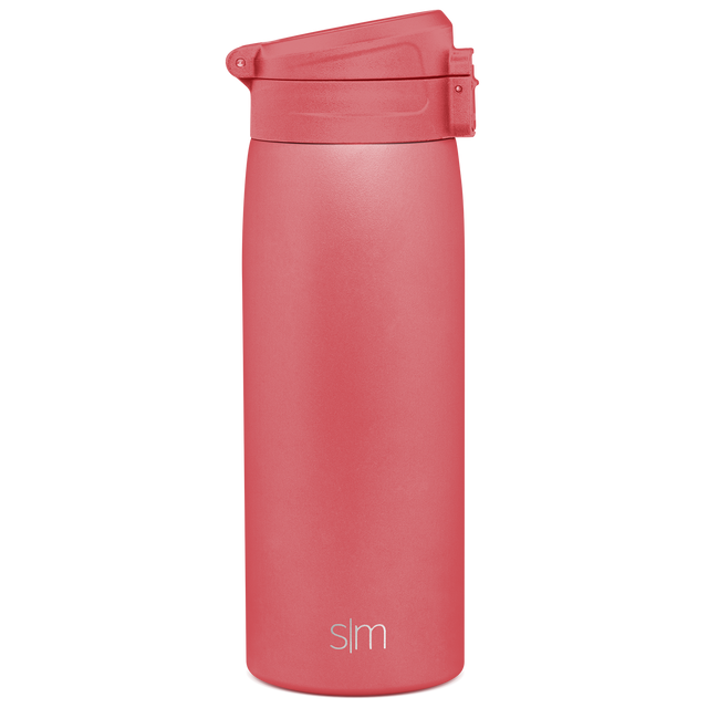 Dusty rose matte water bottle on white background