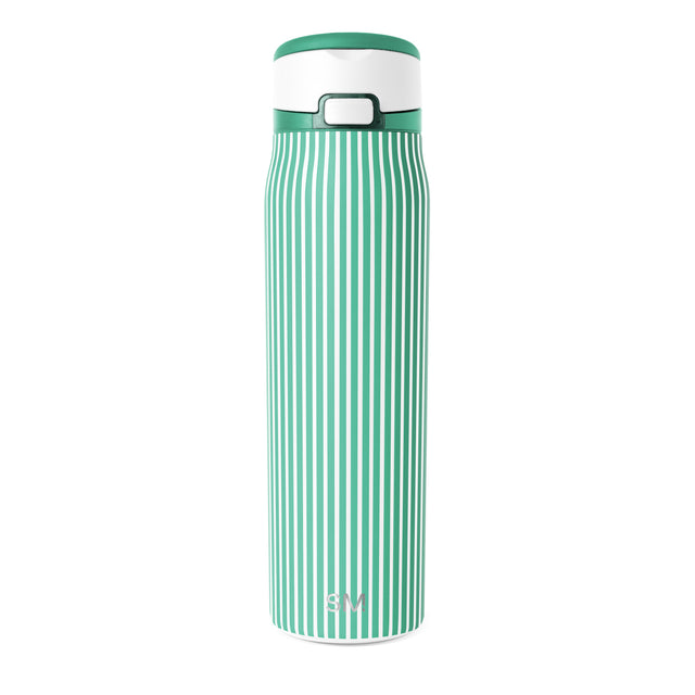 Seafoam green container with ribbed texture and white band detail, featuring matching green lid with handle
