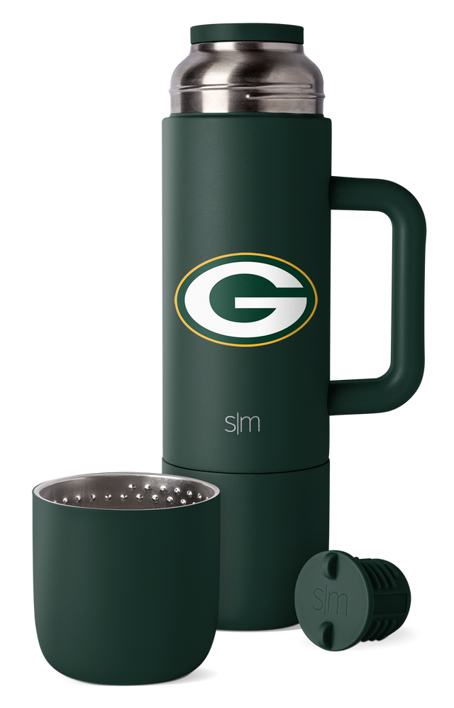 Deep forest green matte finish vacuum-sealed container with stainless steel and chrome interior surfaces