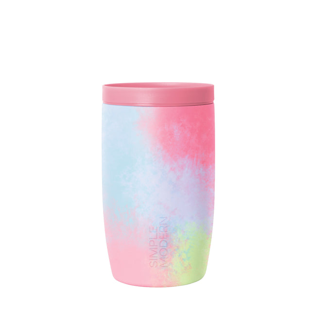 Pastel gradient tumbler with soft blue upper left transitioning to pink across the top and right side